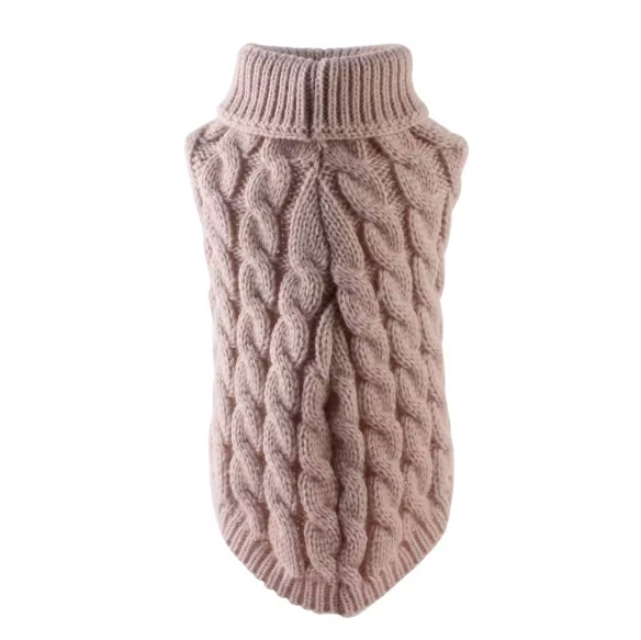 Dog Knit Turtleneck Sweater - BEIGE