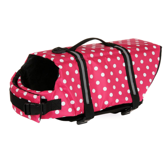 Dog Life Jacket with Handle - Pink Dot