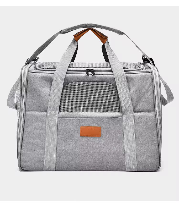 Pet Travel Carrier Bag with Handle - Grey