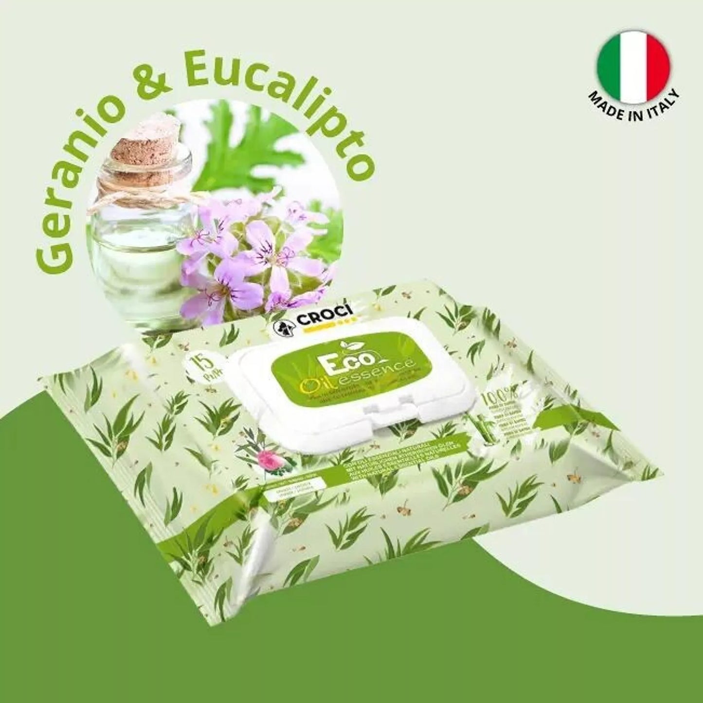 Biodegradable Dog & Cat Wipes with Aromatherapy Benefits - Geranium and Eucalyptus