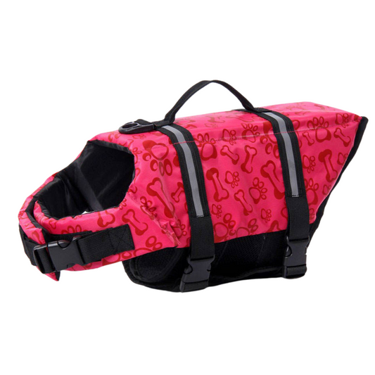 Dog Life Jacket with Handle - Fuchsia