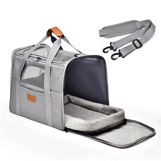 Pet Travel Carrier Bag with Handle - Grey