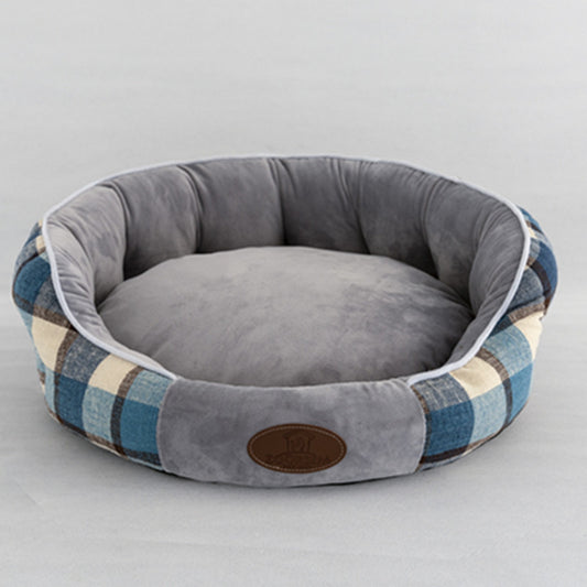 Linen Plaid Nest - Blue