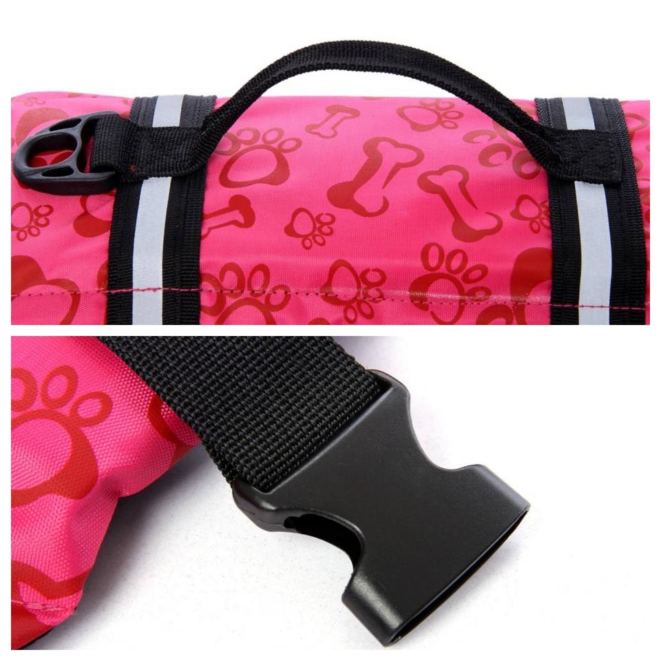 Dog Life Jacket with Handle - Fuchsia