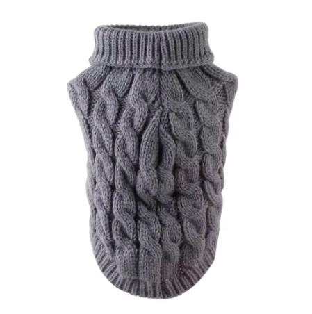 Dog Knit Turtleneck Sweater - GREY