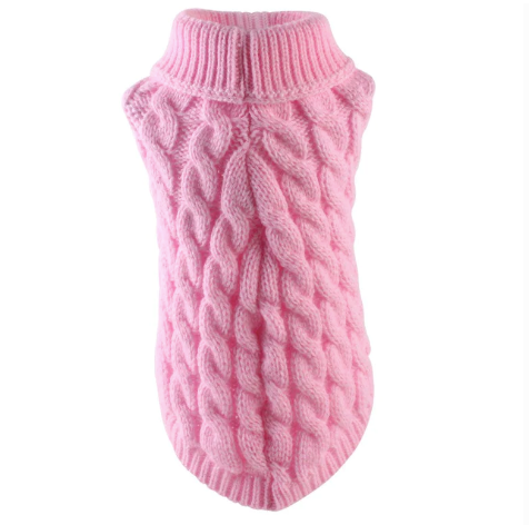 Dog Knit Turtleneck Sweater - PINK