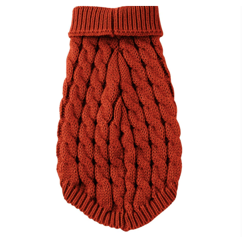 Dog Knit Turtleneck Sweater - RED