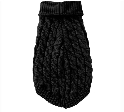 Dog Knit Turtleneck Sweater - BLACK