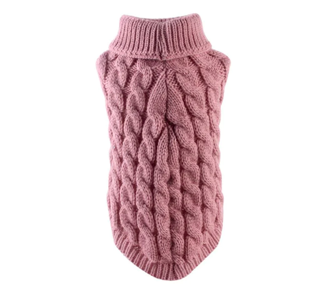 Dog Knit Turtleneck Sweater - SALMON PINK