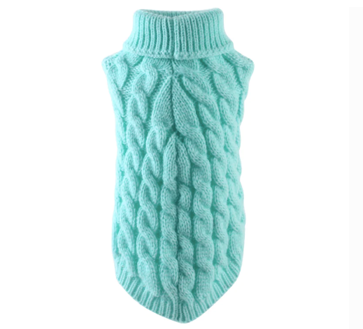 Dog Knit Turtleneck Sweater - BLUE