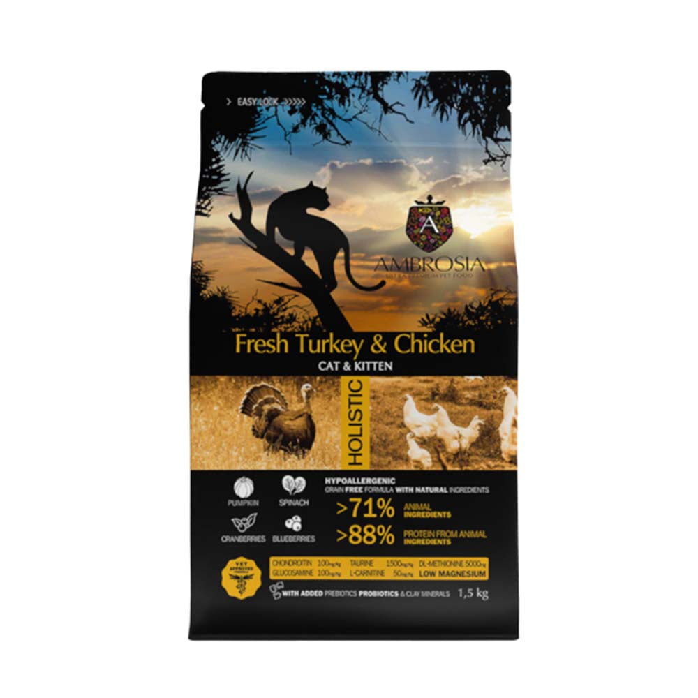 AMBROSIA GRAIN FREE CAT KITTEN FRESH TURKEY & CHICKEN - 5KG