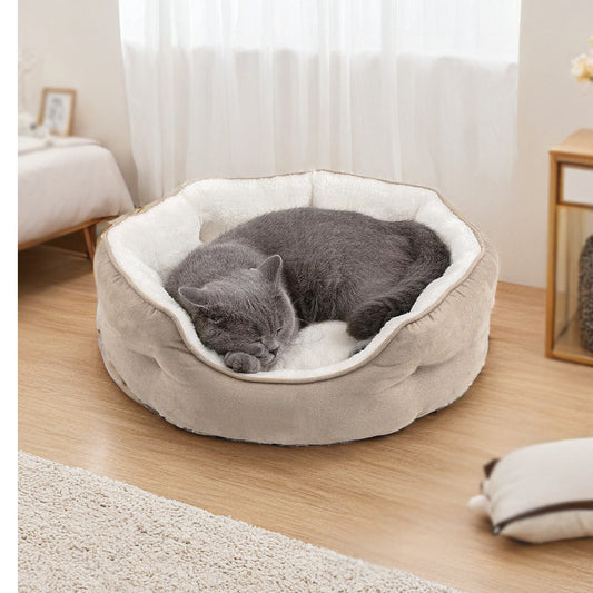 Beige Soft Dog Bed