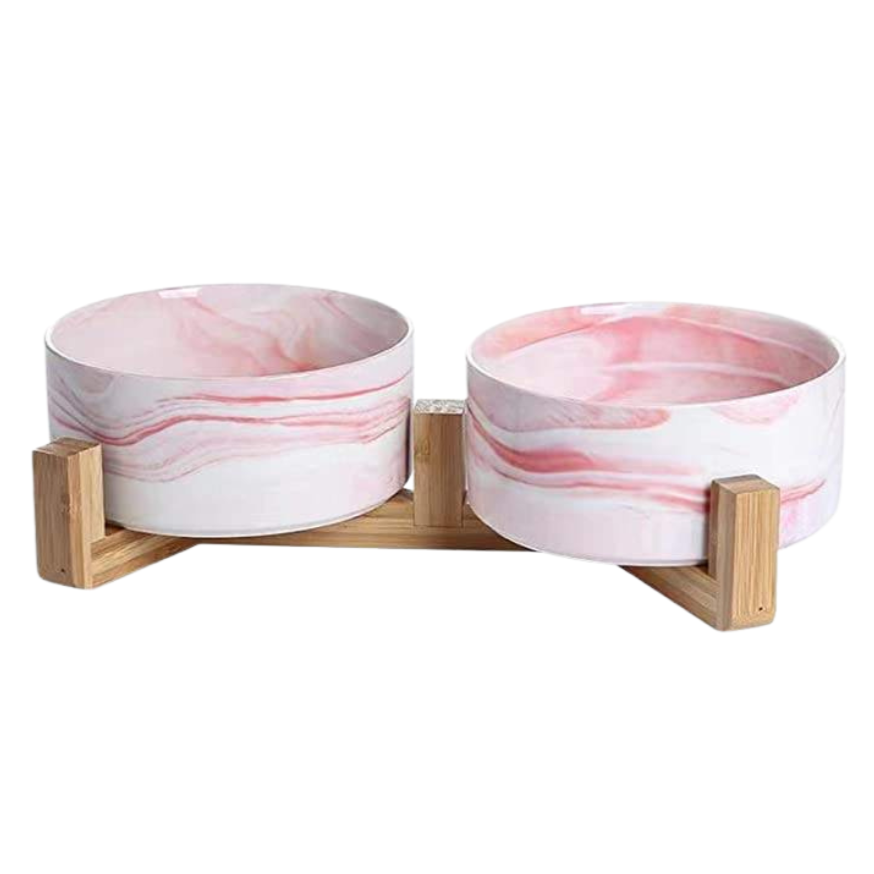 Bamboo Ceramic Bowls - MARBLE PINK