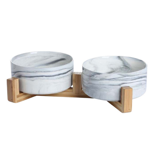 Bamboo Ceramic Bowls - MARBLE WHITE