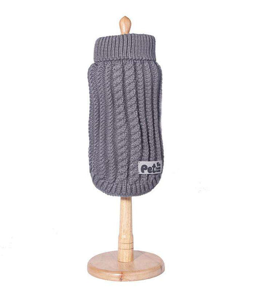 Hand Knit Dog Sweater - GREY