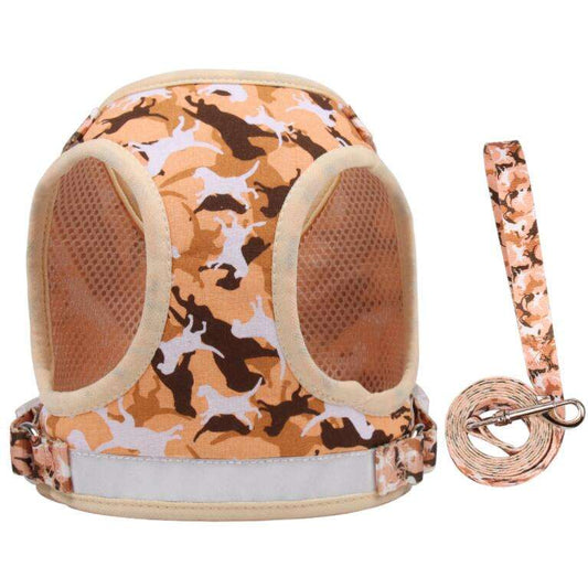 Camo Harness Set with Leash - BEIGE