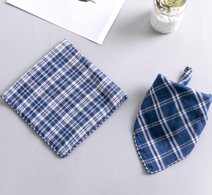 Plaid Cotton Bandana - NAVY