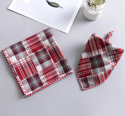 Plaid Cotton Bandana - RED